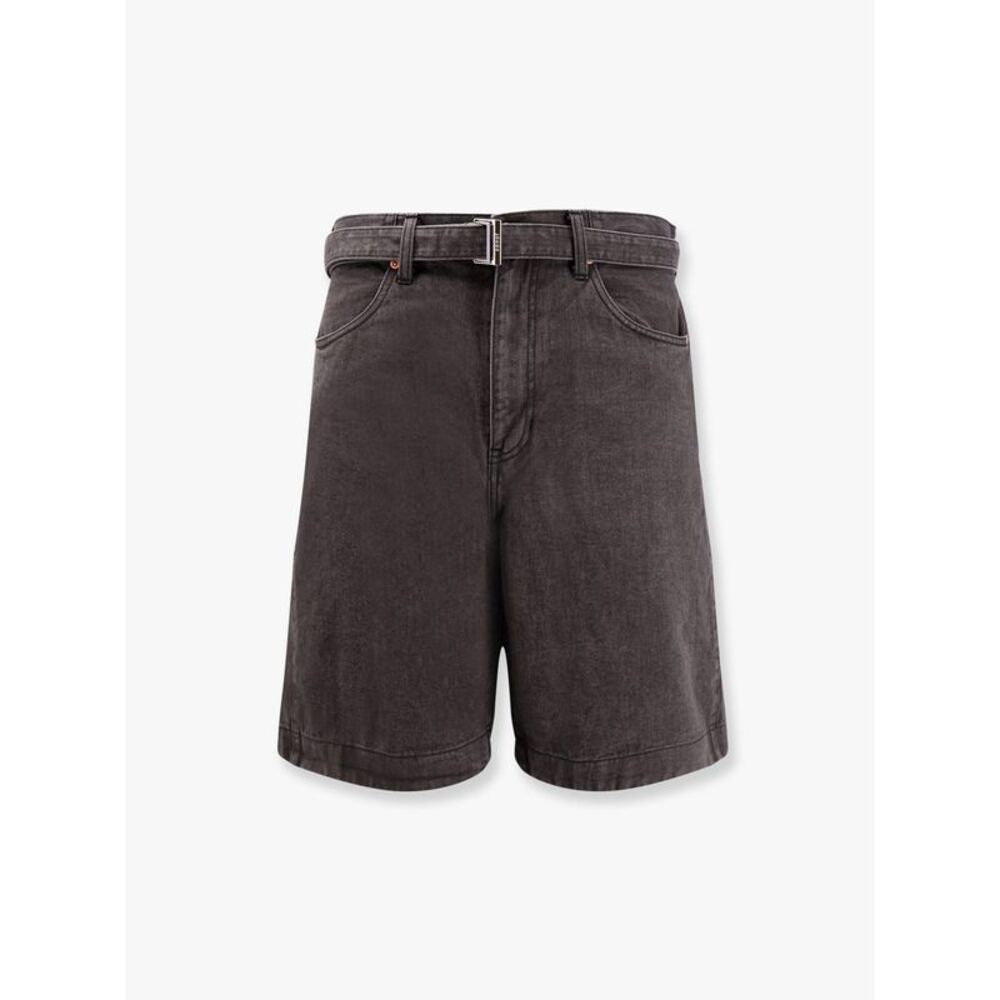 Sacai Men Black Denim Bermuda Shorts With Belt